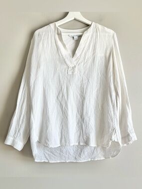 Diane von Furstenberg DVF Esti white crinkle gauze pullover vneck blouse 0 top